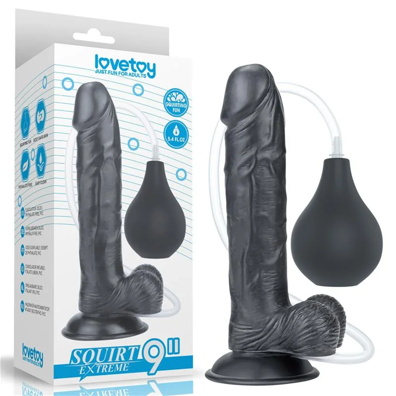 Dildo Ejaculador Squirting Lovetoy Preto 25 cm
