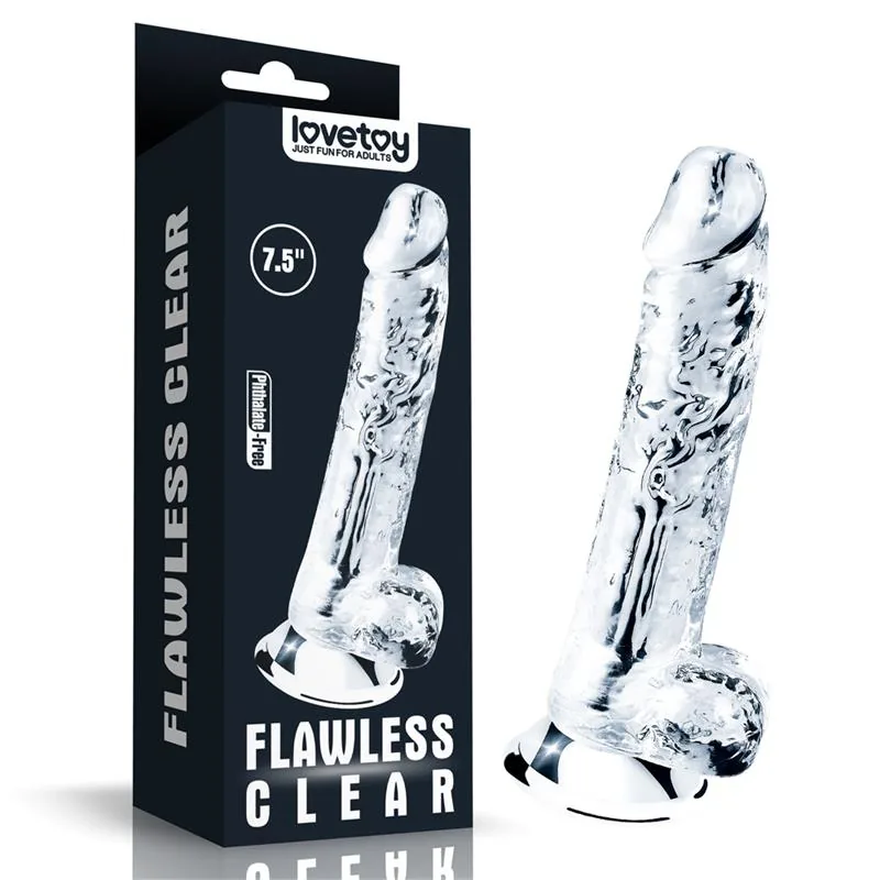 Dildo Flawless Lovetoy Transparente 19 cm — vista 2 de 2