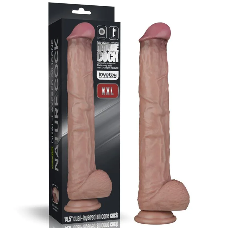 Dildo Articulável Dupla Camada XXL Lovetoy Tom de Pele 37 cm