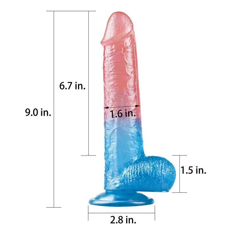 Dildo Dazzle Studs Lovetoy Rosa e Azul 23 cm — vista 2 de 3