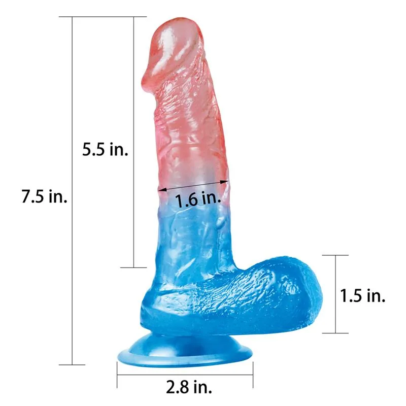 Dildo Dazzle Studs Lovetoy Rosa e Azul 19 cm — vista 2 de 3