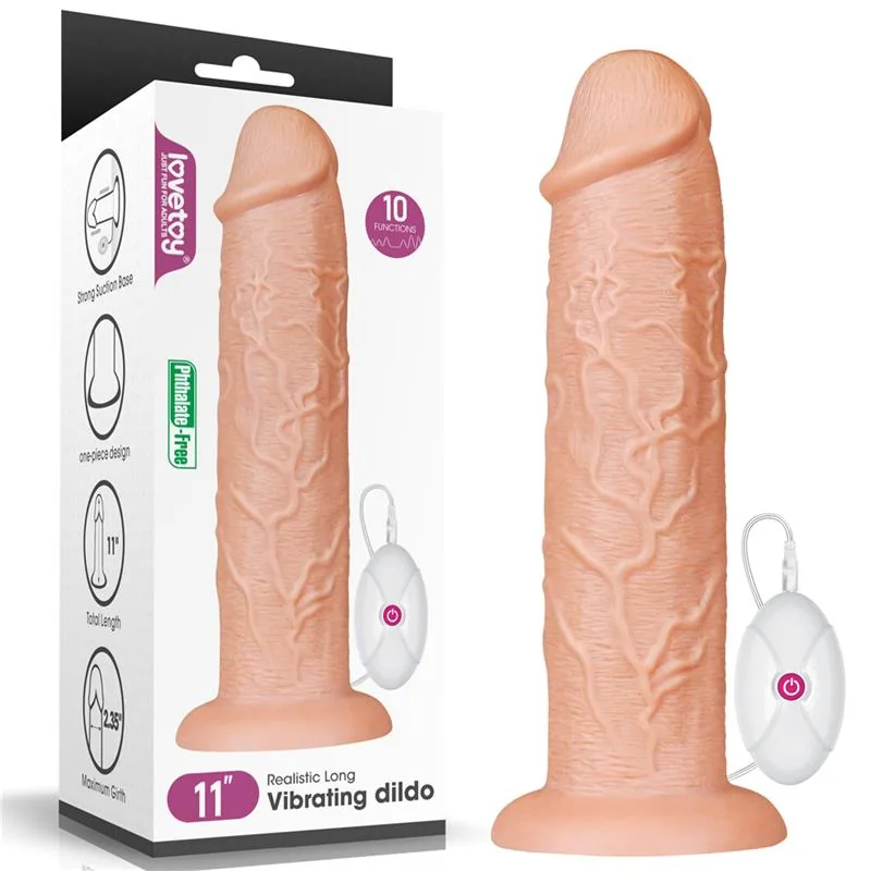 Dildo King com Vibração Lovetoy Tom de Pele 28 cm — vista 3 de 3