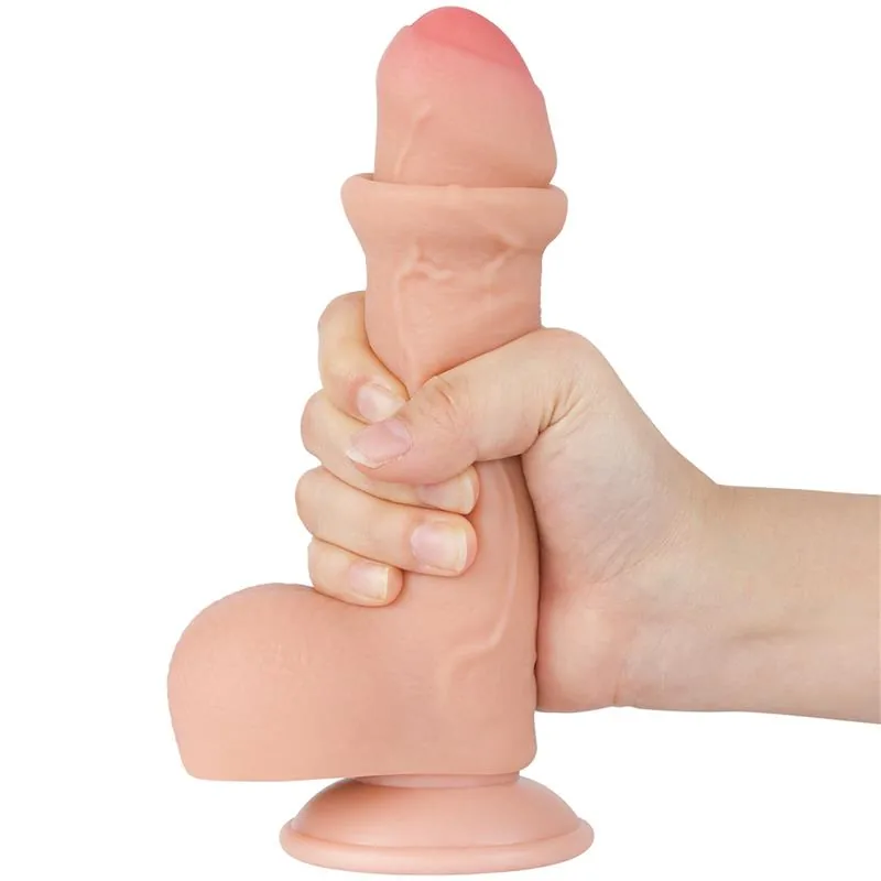Dildo Dupla Camada Pele Retrátil Lovetoy 17,5 cm