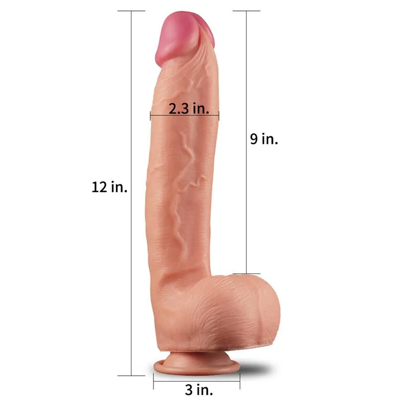Dildo Dupla Camada Nature Lovetoy Natural 30 cm — vista 2 de 3