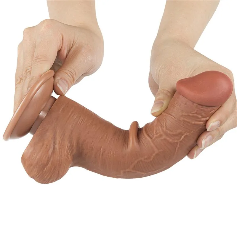 Dildo com Pele Retrátil Skin Lovetoy Bronzeado 20 cm — vista 2 de 3