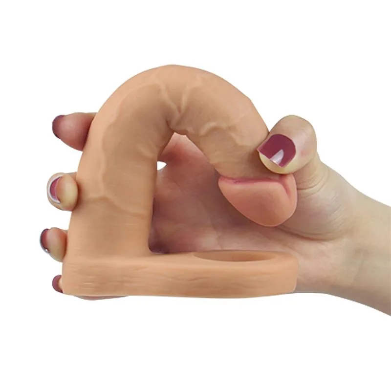 Dildo Duplo Ultra Macio Lovetoy Natural 15,9 cm — vista 2 de 3