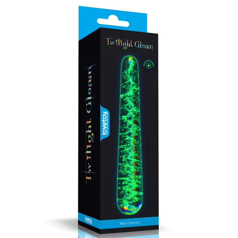 Dildo de Vidro Dark Twilight Slim Fantasy Brilha no Escuro Lovetoy 19 cm — vista 3 de 3