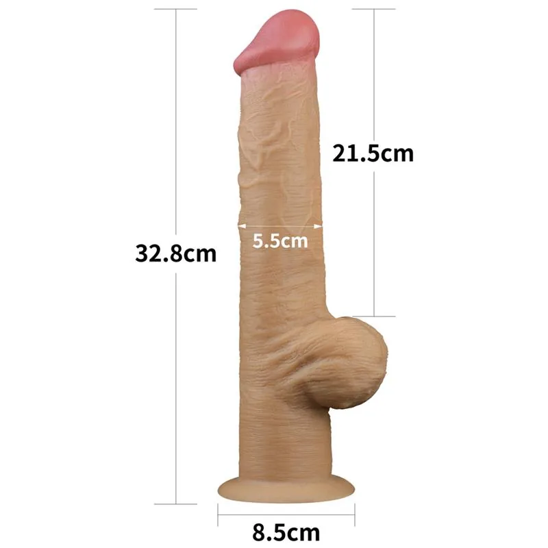 Dildo Realista Dupla Camada LoveToy 30 cm — vista 11 de 12