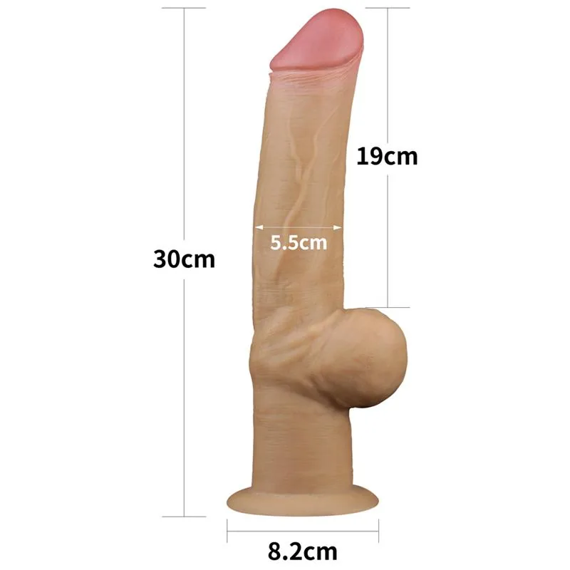 Dildo Realista Dupla Camada LoveToy 30 cm — vista 8 de 9