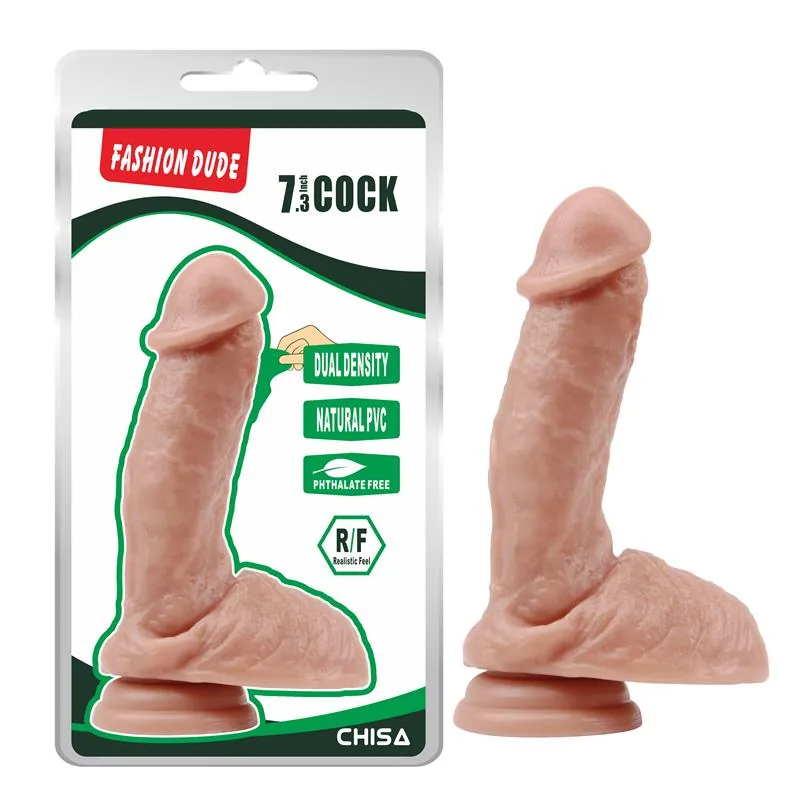 Dildo Realista de Dupla Densidade Fashion Dude com Testículos 17 cm Natural