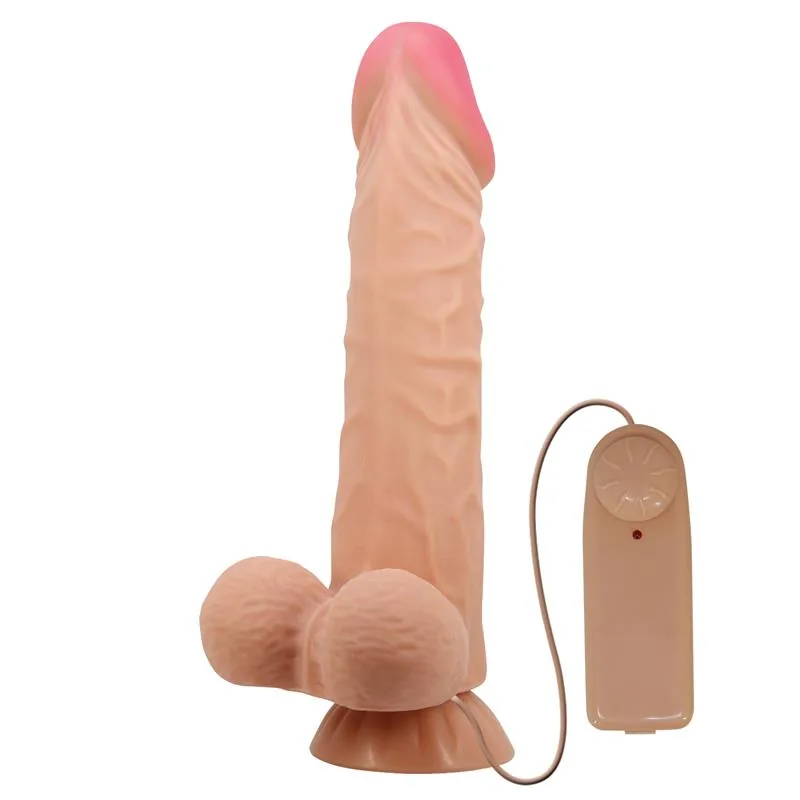 Dildo Realista Dupla Densidade com Vibração e Ventosa 24 cm Baile