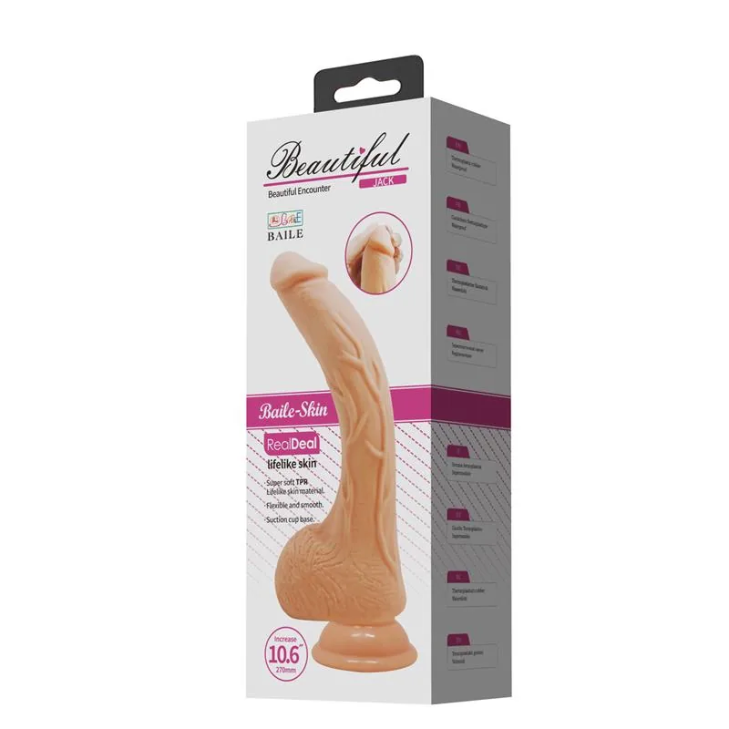 Dildo Realista Flexível Jack com Testículos 27 cm — vista 6 de 6