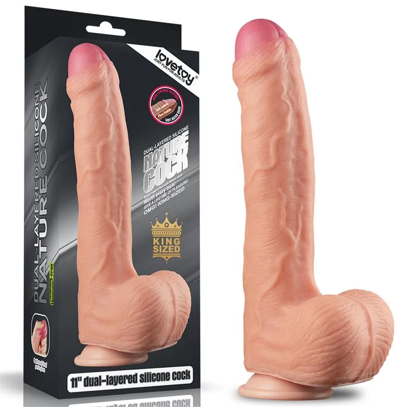 Dildo Realista Nature 11 em Silicone Platinum de Dupla Camada com Testículos 28 cm Lovetoy Natural — vista 3 de 3