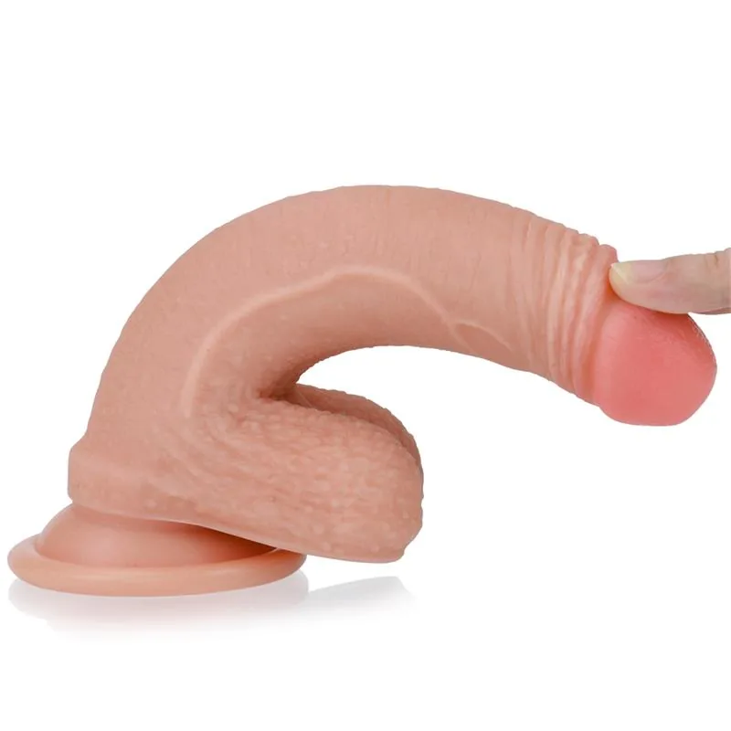 Dildo Realista Nature 7 em Silicone Líquido de Dupla Densidade com Testículos e Ventosa Lovetoy Natural — vista 4 de 9