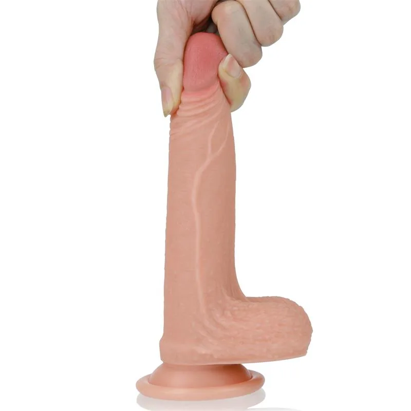 Dildo Realista Nature 7 em Silicone Líquido de Dupla Densidade com Testículos e Ventosa Lovetoy Natural — vista 5 de 9