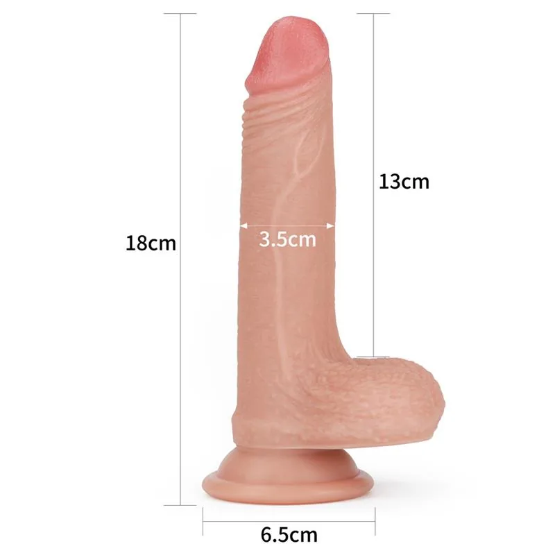 Dildo Realista Nature 7 em Silicone Líquido de Dupla Densidade com Testículos e Ventosa Lovetoy Natural — vista 8 de 9