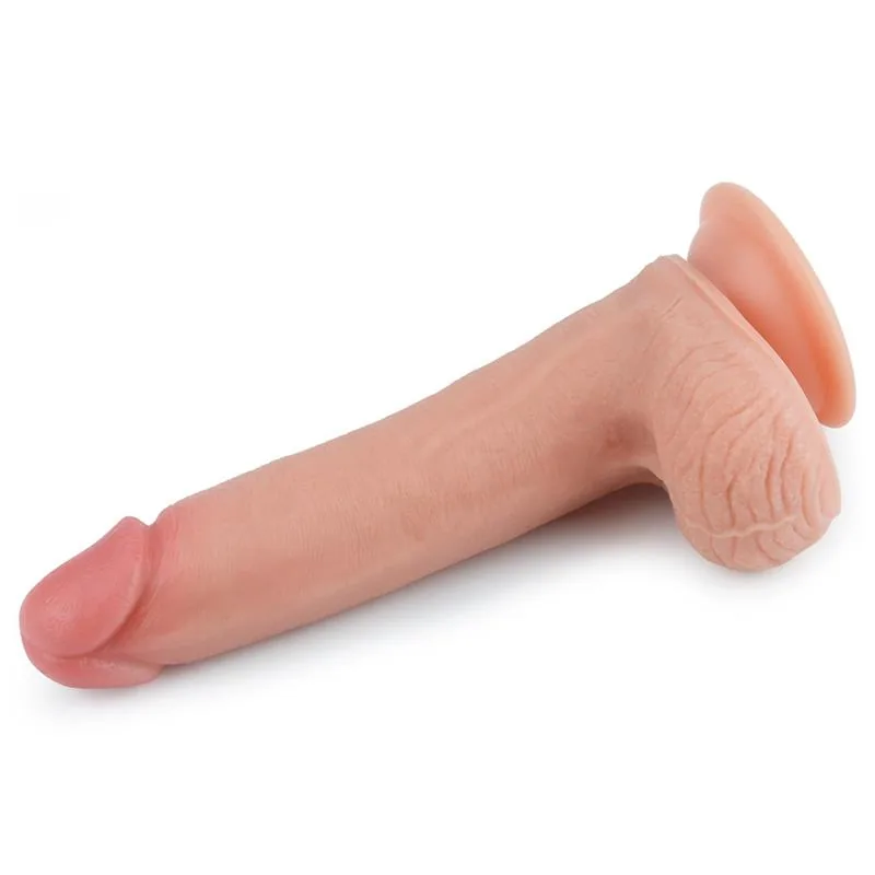Dildo Realista Nature 8 em Silicone Líquido de Dupla Densidade com Testículos e Ventosa Lovetoy Natural — vista 2 de 9