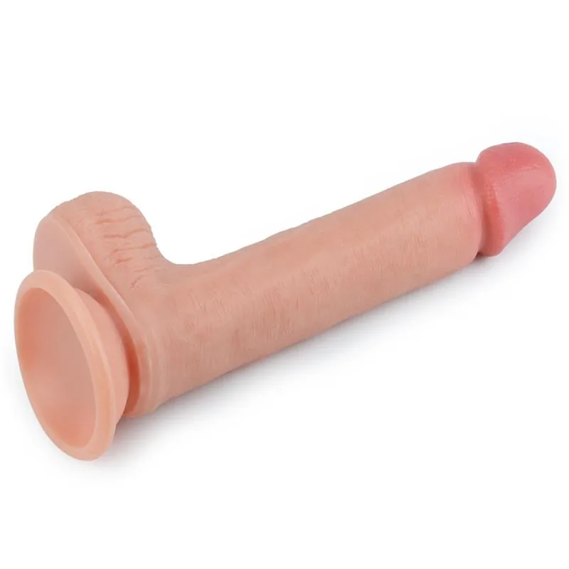 Dildo Realista Nature 8 em Silicone Líquido de Dupla Densidade com Testículos e Ventosa Lovetoy Natural — vista 3 de 9