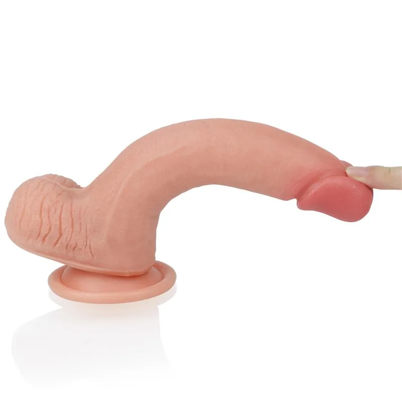 Dildo Realista Nature 8 em Silicone Líquido de Dupla Densidade com Testículos e Ventosa Lovetoy Natural — vista 4 de 9