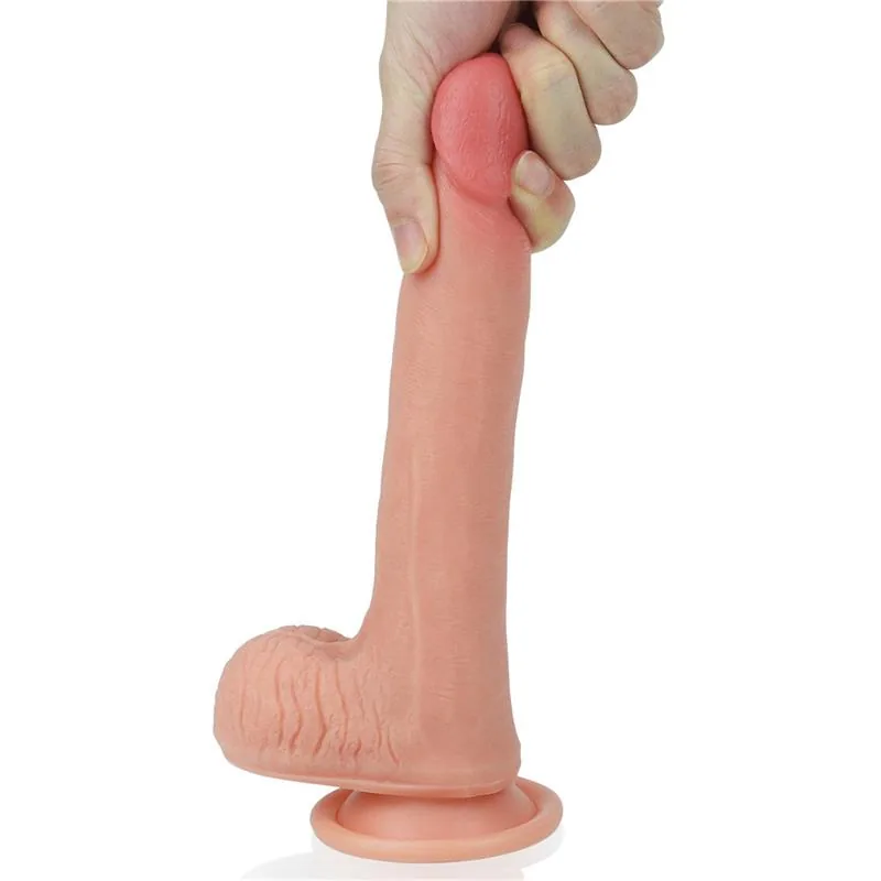 Dildo Realista Nature 8 em Silicone Líquido de Dupla Densidade com Testículos e Ventosa Lovetoy Natural — vista 5 de 9