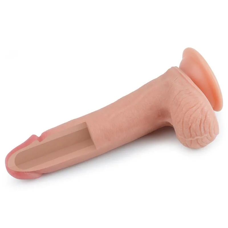 Dildo Realista Nature 8 em Silicone Líquido de Dupla Densidade com Testículos e Ventosa Lovetoy Natural — vista 6 de 9