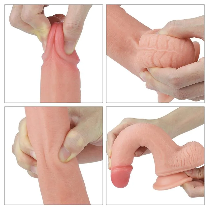 Dildo Realista Nature 8 em Silicone Líquido de Dupla Densidade com Testículos e Ventosa Lovetoy Natural — vista 7 de 9