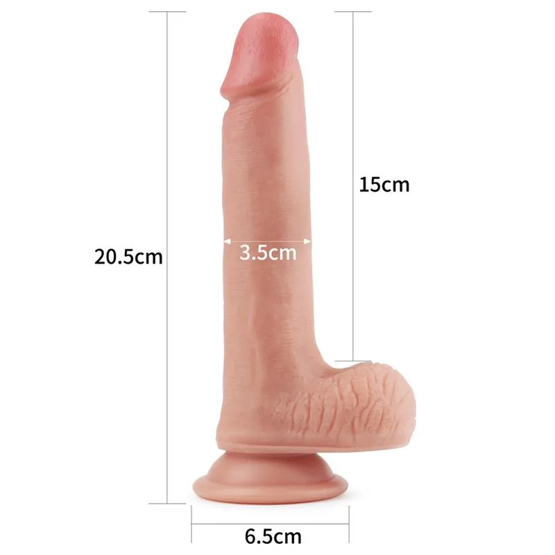 Dildo Realista Nature 8 em Silicone Líquido de Dupla Densidade com Testículos e Ventosa Lovetoy Natural — vista 8 de 9