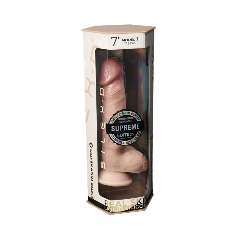 Dildo Realista Premium Real Skin Modelo 1 em Silicone Líquido de Dupla Densidade com Veios 7 Polegadas SilexD — vista 6 de 6