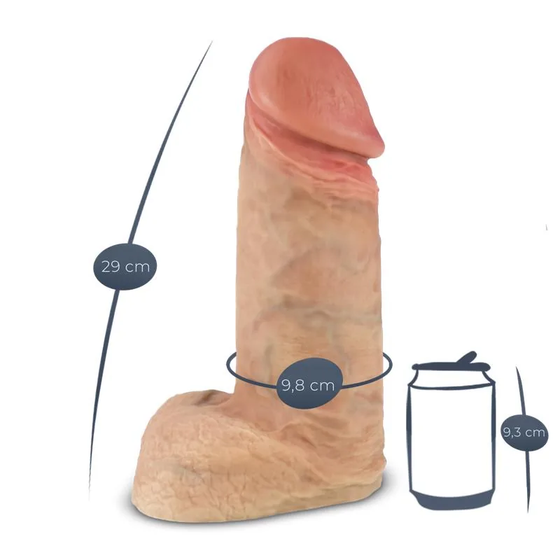 Dildo Realista Premium Real Skin XL Modelo 1 em Silicone Silexpan Termo-reativo 30 cm SilexD — vista 5 de 6