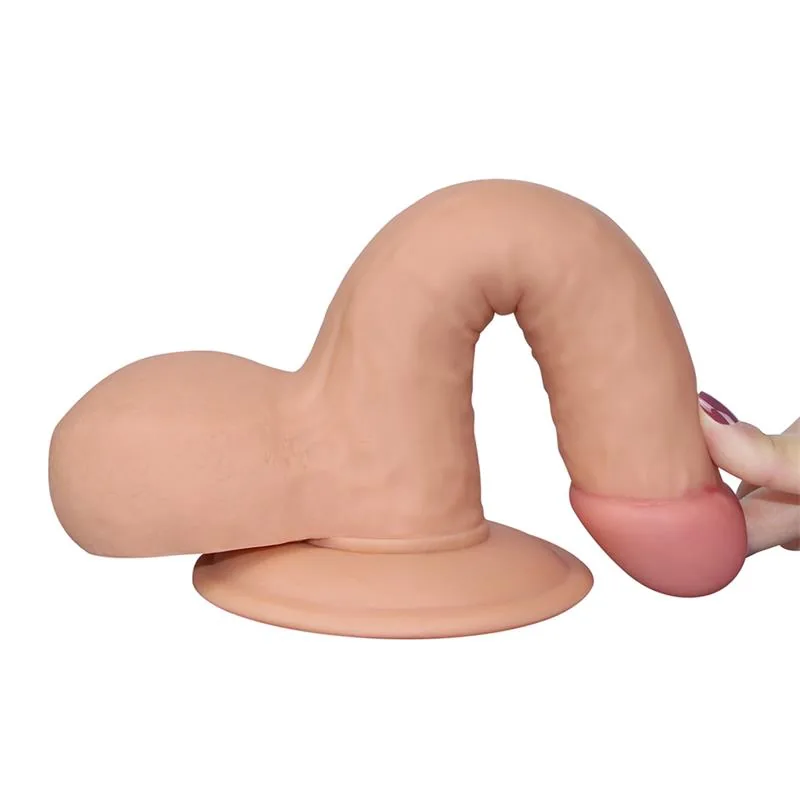 Dildo Realista The Ultra Soft Dude com Testículos 18 cm LoveToy — vista 4 de 6