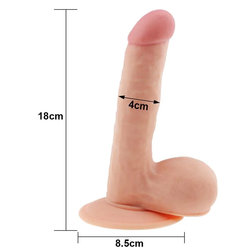 Dildo Realista The Ultra Soft Dude com Testículos 18 cm LoveToy — vista 5 de 6