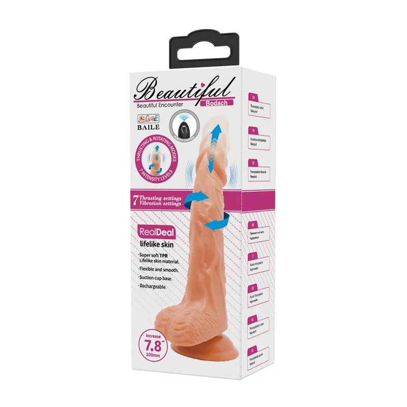 Dildo Realista com Vibração, Rotação e Vaivém Bodach 21 cm — vista 10 de 10