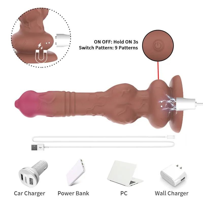 Dildo Vibração e Vaivém Semi Realista 22,5 cm — vista 7 de 8