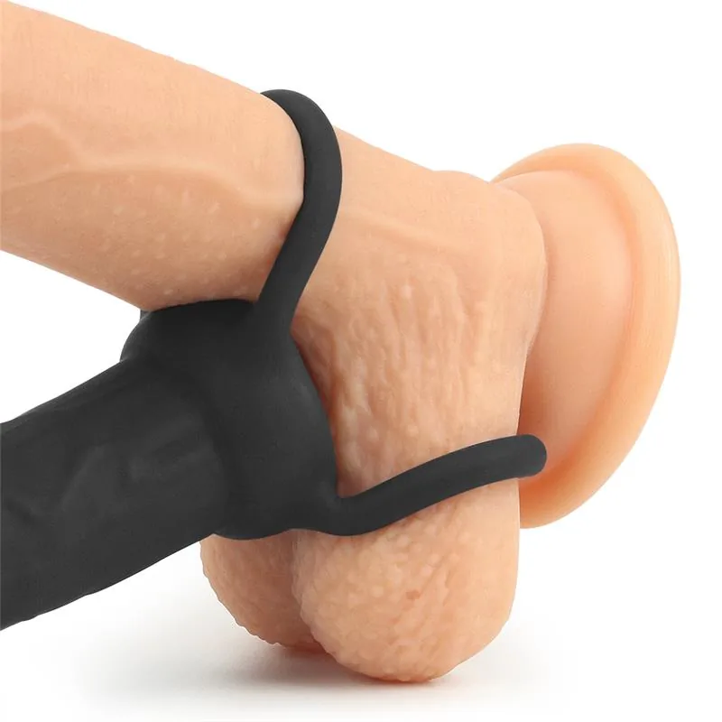 Dildo Anal com Duplo Anel Preto Lovetoy — vista 3 de 8