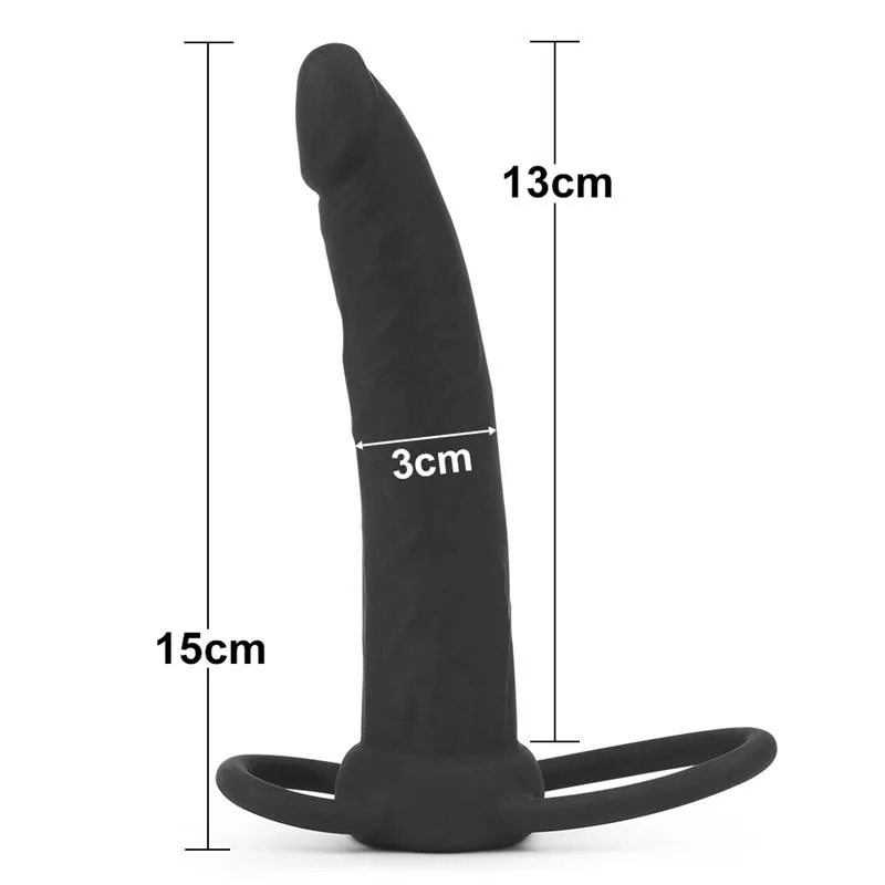 Dildo Anal com Duplo Anel Preto Lovetoy — vista 7 de 8