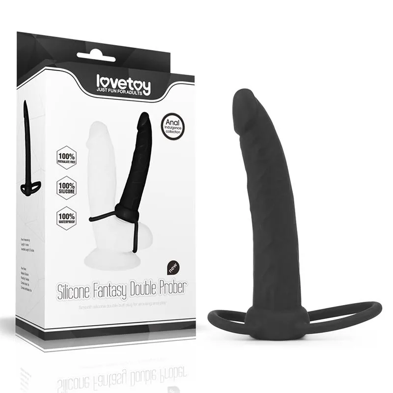 Dildo Anal com Duplo Anel Preto Lovetoy — vista 8 de 8