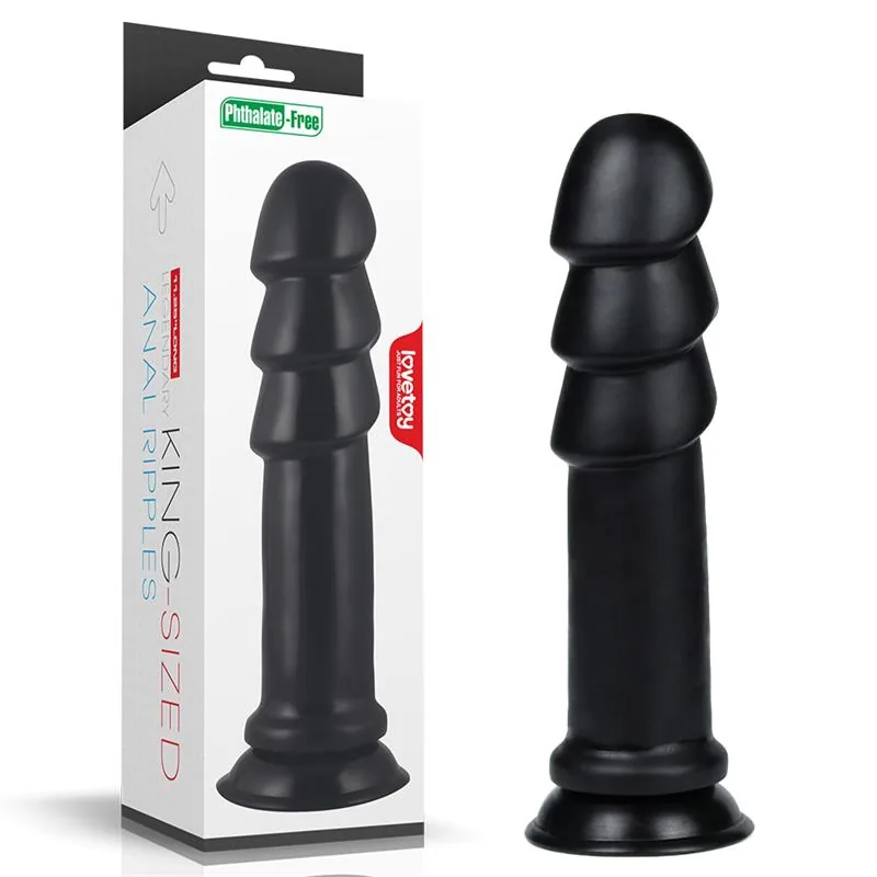 Dildo Anal com Relevos Ondulados Preto Lovetoy — vista 9 de 9