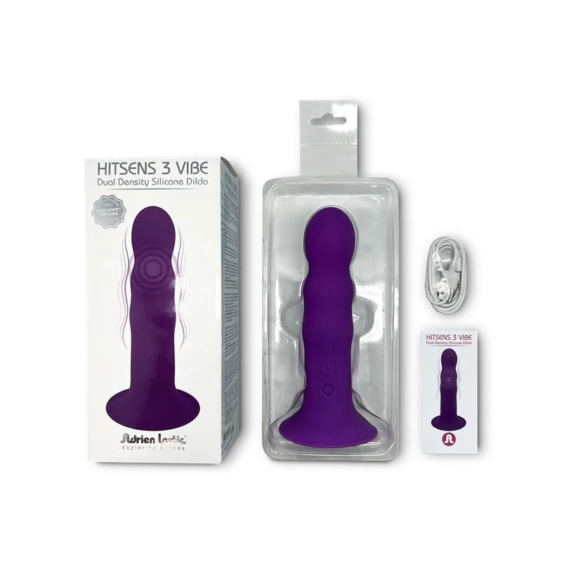 Dildo Anal Hitsens 3 com Dupla Densidade e Vibração Adrien Lastic Roxo — vista 3 de 3