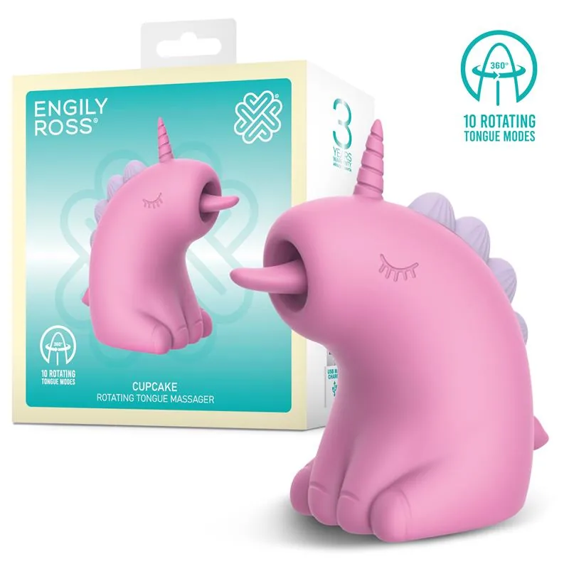 Estimulador de Clítoris Cupcake com Língua Rotativa Engily Ross Rosa