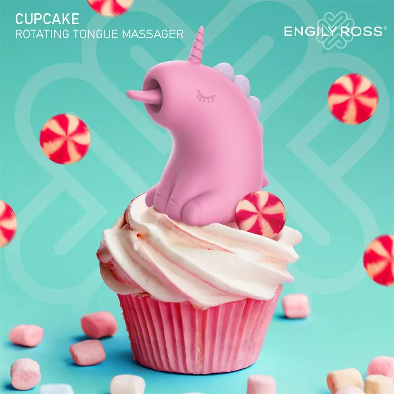 Estimulador de Clítoris Cupcake com Língua Rotativa Engily Ross Rosa — vista 3 de 3
