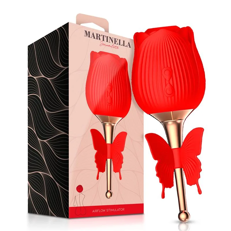 Sugador de Clítoris Rosa com Borboleta Vibratória Martinella