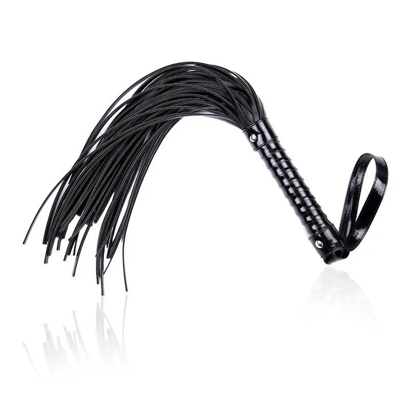 Flogger com Cabo Brilhante LateToBed 44 cm Preto