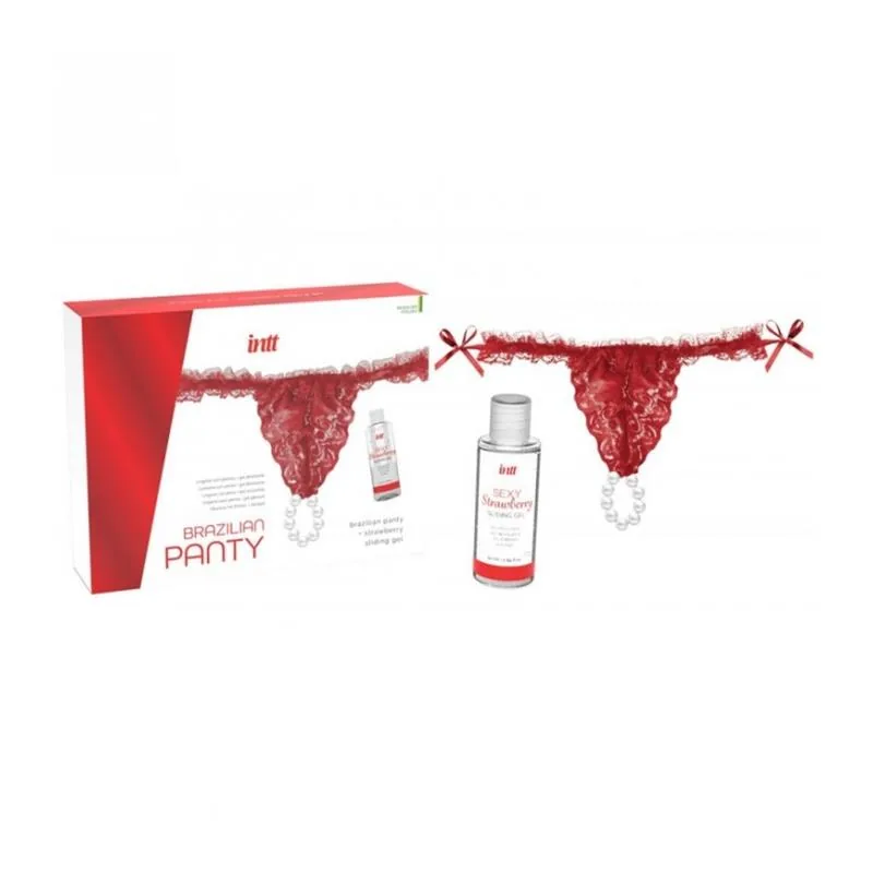 Gel Deslizante de Água Morango 50 ml com Cuecas Brasileiras Intt