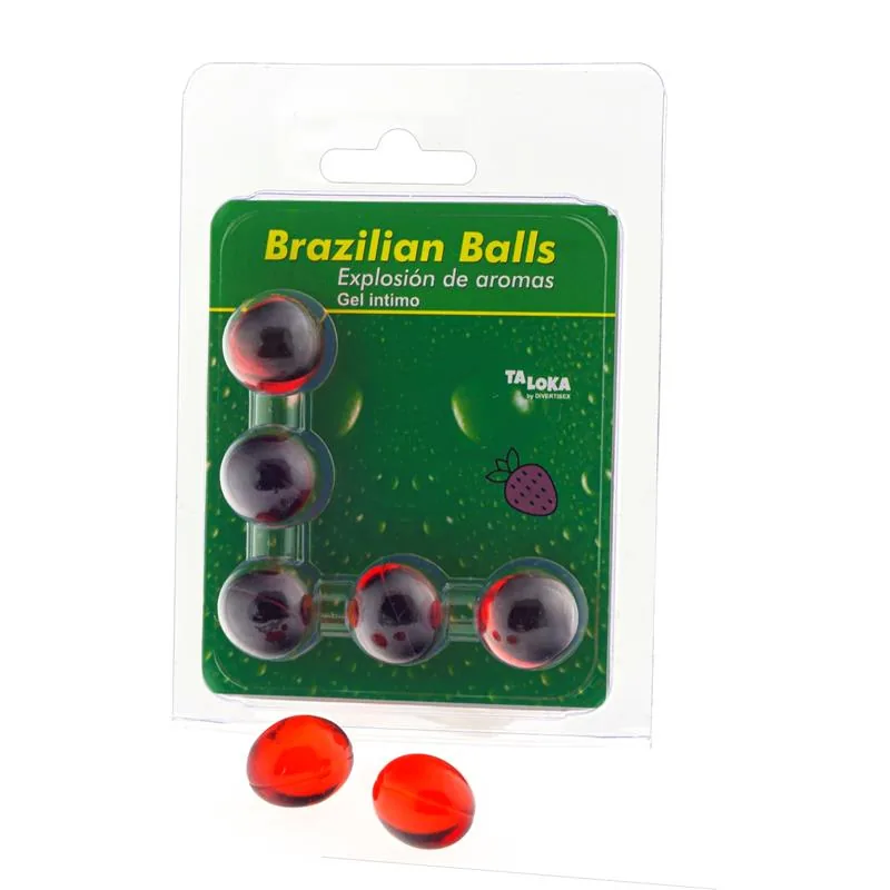 Kit de Massagem Brazilian Balls Aroma Morango 5 Bolas
