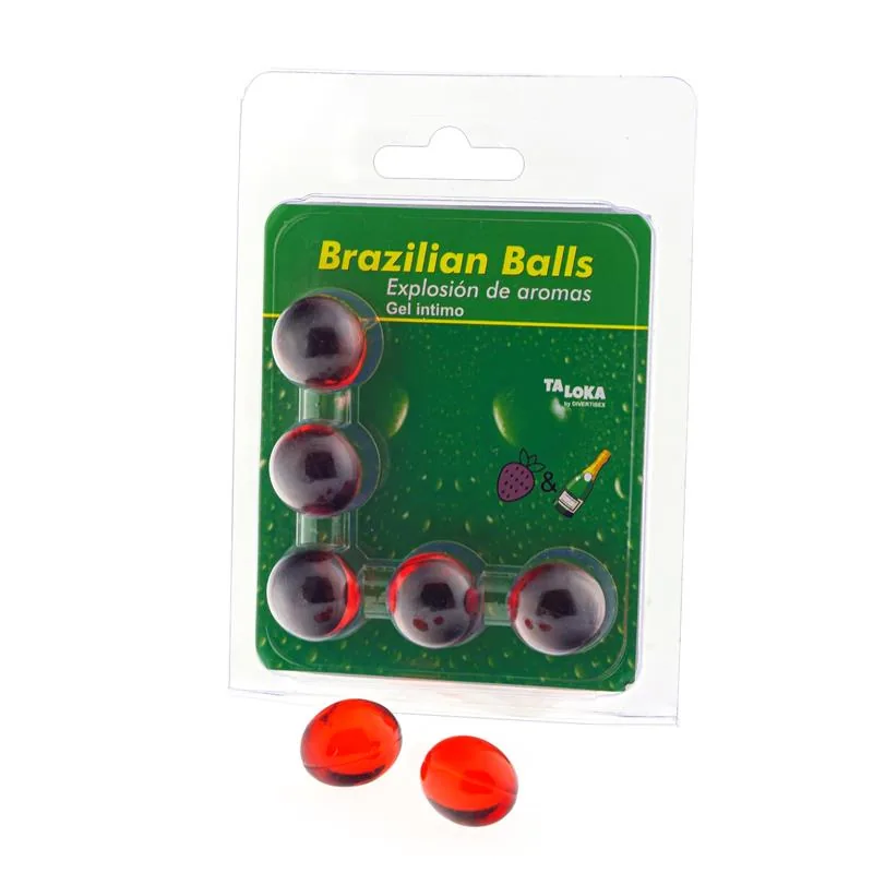 Kit de Massagem Brazilian Balls Aroma Morango e Champanhe 5 Bolas