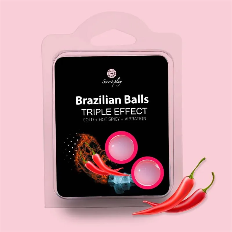 Kit de Massagem Brazilian Balls Triplo Efeito Frio, Calor e Vibração Secret Play 2 unidades