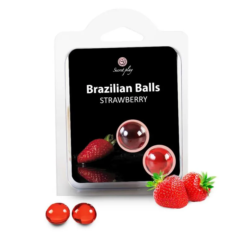 Kit de Massagem Secret Play Brazilian Balls Aroma Morango 2 Bolas