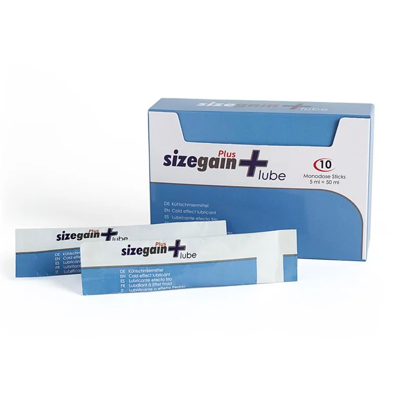Lubrificante de Água Efeito Frio Sizegain 10 Monodoses 5 ml 500 Cosmetics