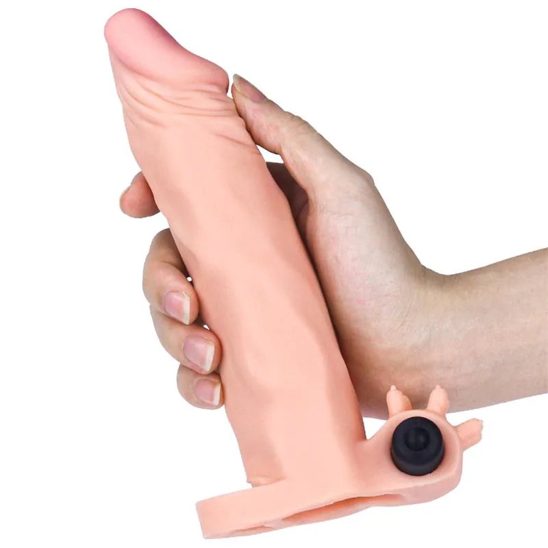 Manga Peniana com Vibração Add 2 Pleasure X-Tender Lovetoy Natural 18,5 cm — vista 3 de 6