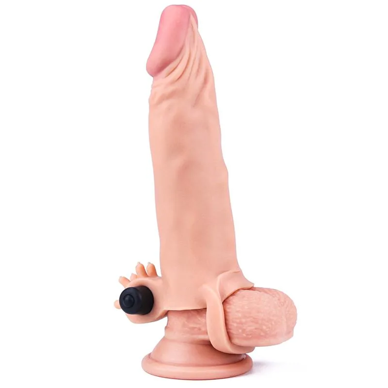 Manga Peniana com Vibração Add 2 Pleasure X-Tender Lovetoy Natural 18,5 cm — vista 4 de 6